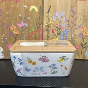 Dolly Parton Wildflowers Spring Collection- Ceramic Butter Dish With Bamboo Lid